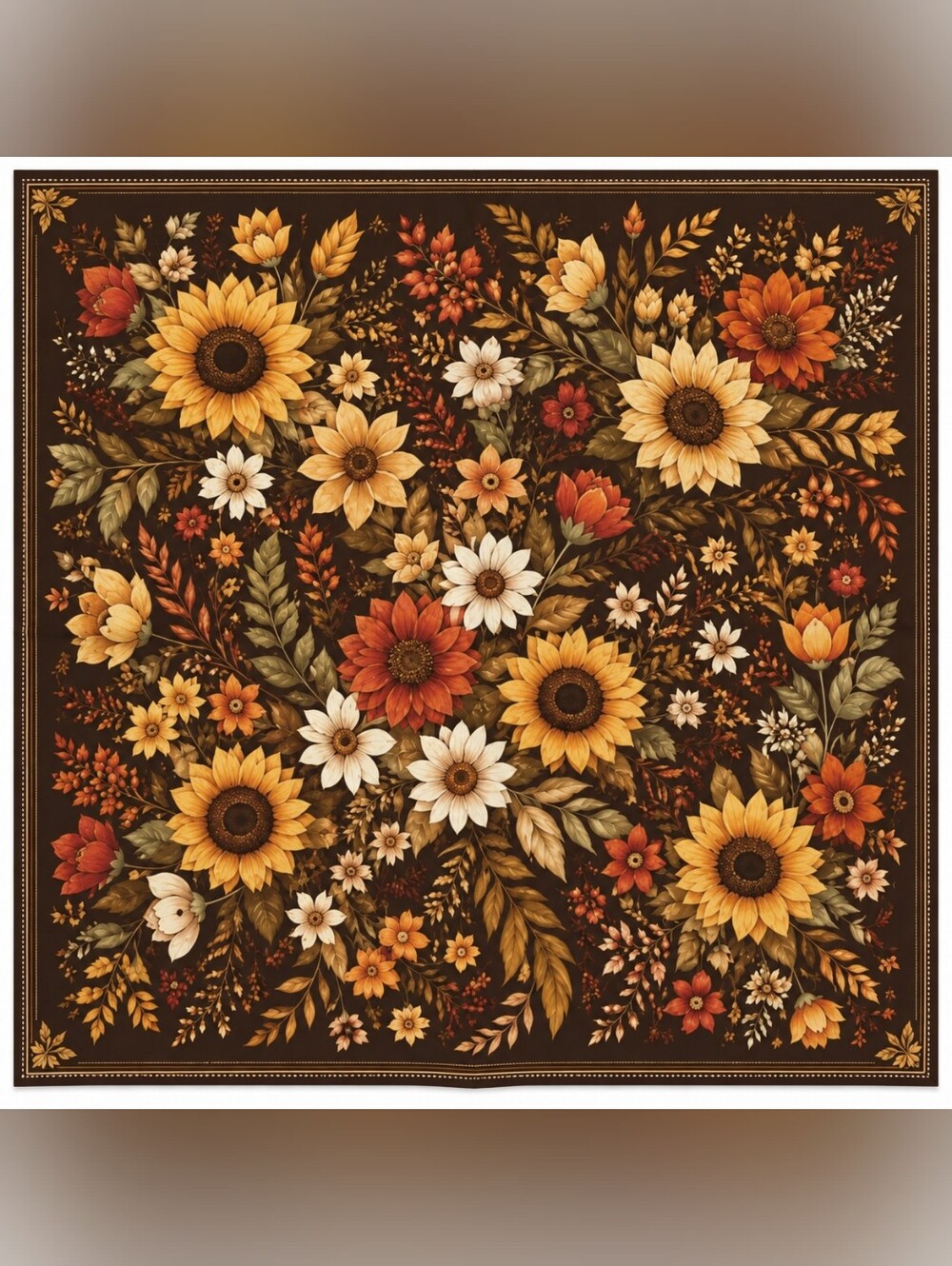 Sunflower Autumn Fall Floral Scarf